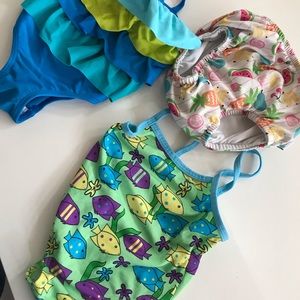 Swimming suit bundle lot of 3 underwear for pool plus two suits